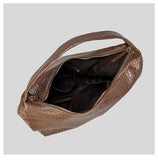 Crocodiles Women Underarm Crossbody Bag PU Leather Handbags Brown