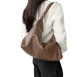 Crocodiles Women Underarm Crossbody Bag PU Leather Handbags Brown