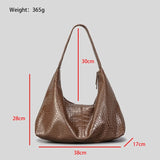 Crocodiles Women Underarm Crossbody Bag PU Leather Handbags Brown
