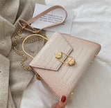 Vintage Leather Cross-Body Bag with Chain Buckle