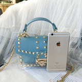 Cross Body Bags Transparent Purse Chains Rivet Women Handbags