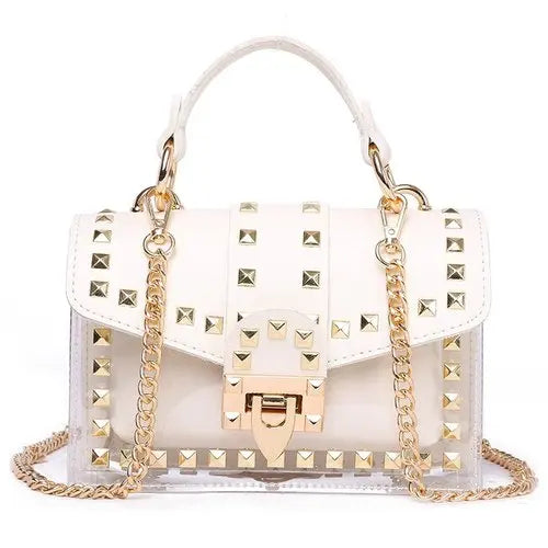 Cross Body Bags Transparent Purse Chains Rivet Women Handbags