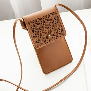Cross Body Mobile Phone Bag Touching Screen Clear Window Mini Purse