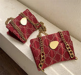 Red Brown Chain Cross Body Bag Women Shoulder Bag