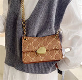 Red Brown Chain Cross Body Bag Women Shoulder Bag