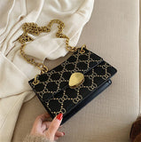 Red Brown Chain Cross Body Bag Women Shoulder Bag