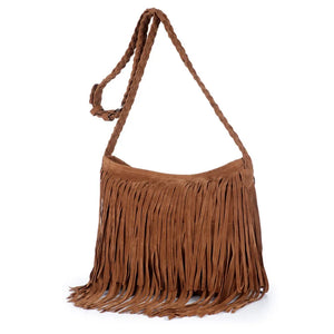 European American Frosted Tassel Shoulder Bag Velvet Retro Messenger Bag