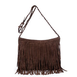 European American Frosted Tassel Shoulder Bag Velvet Retro Messenger Bag