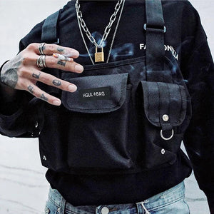 Punk Style Fanny Pack Chest Bag Men Streetwear Tactical Vest Bag