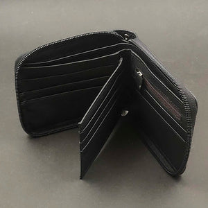 Cross Punk Biker Men's Leather Wallet with Chain