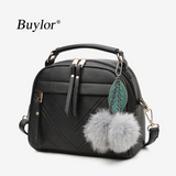 Tassel Messenger Bag PU Leather Handbag Casual Shoulder Bag Female Tote