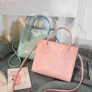 Crocodile Pattern Tote Bag Chain Shoulder Bag Purse PU Leather Handbag