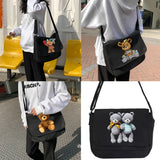 Canvas Crossbody Bag Women Shoulder Satchel Envelope Pouch Bear Pattern