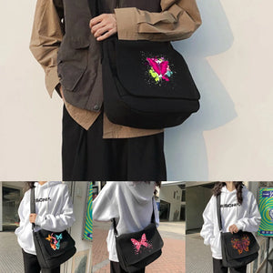 Canvas Crossbody Bag Butterfly Pattern Women Messenger Envelope Pouch