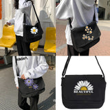 Canvas Crossbody Bag Daisy Pattern Messenger Satchel