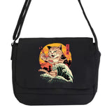 Canvas Crossbody Bag Japan Cat Pattern Messenger Satchel
