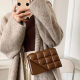 Crossbody Bag Leather Chain Flap Shoulder Messenger Female Casual Handbag