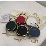 Round Leather Crossbody Bag for Women Small Shoulder Zip Purse