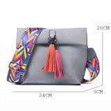 Crossbody Bag Tassel Women Messenger Bag with Colorful Strap Handbag