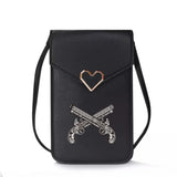 Skull Print Crossbody Bag Touch Screen Mini Mobile Phone Wallets