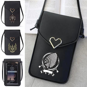 Skull Print Crossbody Bag Touch Screen Mini Mobile Phone Wallets