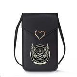 Skull Print Crossbody Bag Touch Screen Mini Mobile Phone Wallets