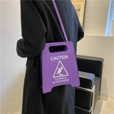 Caution Letters Sign Crossbody Bag Fluorescence Shoulder Bags for Women