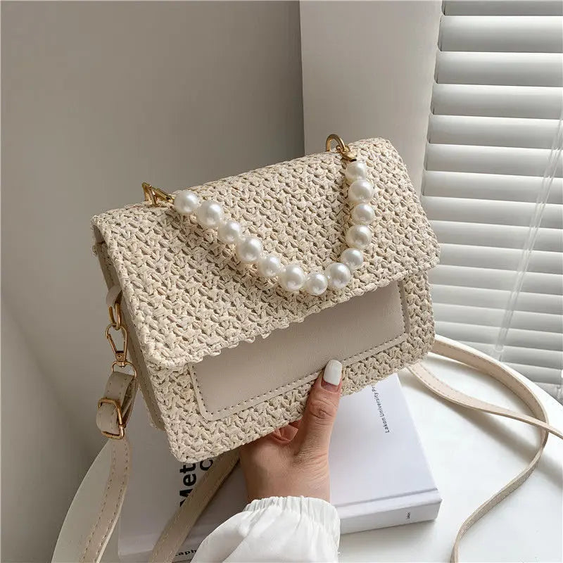 Crossbody Bag Women Shoulder Bag Female Handbag Purse Straw Beaded