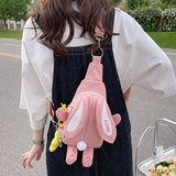 Anime Rabbit Backpack Crossbody Bag for Girls Teens Large Capacity