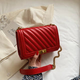 Women's Chain Crossbody Bag Retro Diamond Lattice Flap Handbag