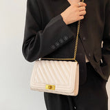 Women's Chain Crossbody Bag Retro Diamond Lattice Flap Handbag