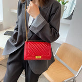 Women's Chain Crossbody Bag Retro Diamond Lattice Flap Handbag