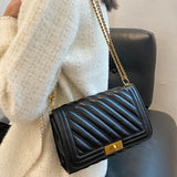 Women's Chain Crossbody Bag Retro Diamond Lattice Flap Handbag