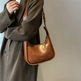 Solid Leather Crossbody Bag Women Satchel Wide Straps Handbag