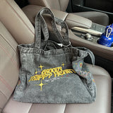 Denim Crossbody Bag Embroidery Female Shoulder Handbag Tote Ladies Messenger
