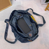 Embroidered Denim Crossbody Bag for Women Casual Shoulder Handbag Tote