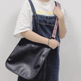 Leather Geometric Hobo Shoulder Bucket Bag