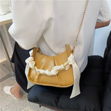 Women's Silk Scarf Chain Cloud Bag Crossbody Messenger Purse