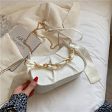 Women's Silk Scarf Chain Cloud Bag Crossbody Messenger Purse