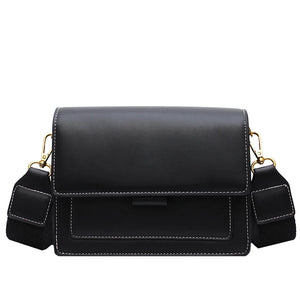 Crossbody Bag Double Shoulder Strap PU Leather Messenger Handbag for Women