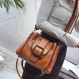 Women Crossbody Bag Leather Flap Messenger Large Capacity Shoulder Handbag