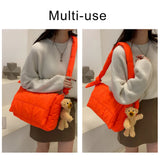 Winter Bear Shoulder Bag Quilted Space Cotton Tote Big Padded Bags