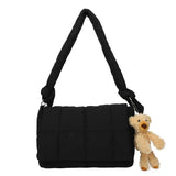 Winter Bear Shoulder Bag Quilted Space Cotton Tote Big Padded Bags
