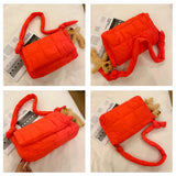 Winter Bear Shoulder Bag Quilted Space Cotton Tote Big Padded Bags