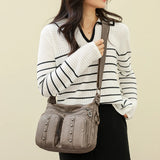 Soft PU Leather Crossbody Bag Multi-pocket Riveted Handbag