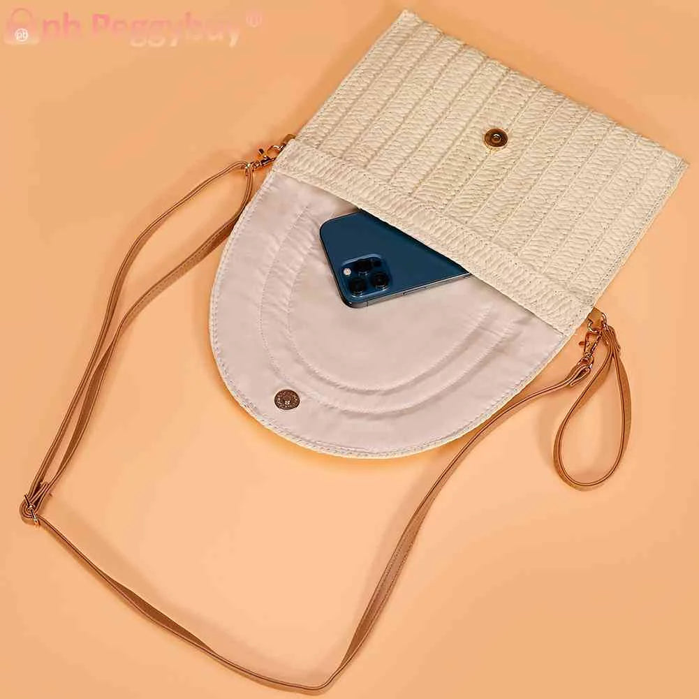 Vintage Straw Woven Crossbody Bag Wallet Soft Solid