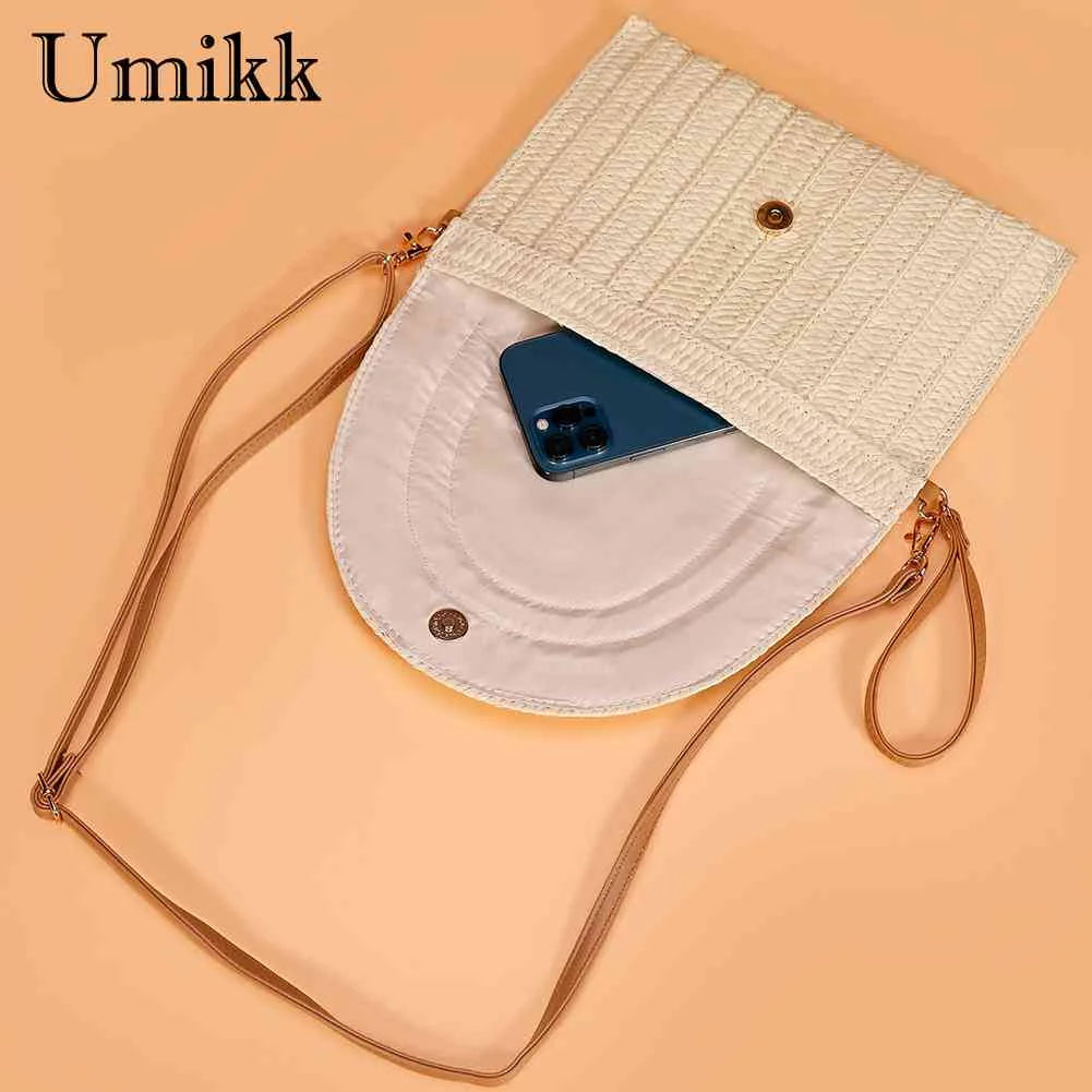 Vintage Woven Clutch Bag Crossbody Soft Solid for Weekend Vacation