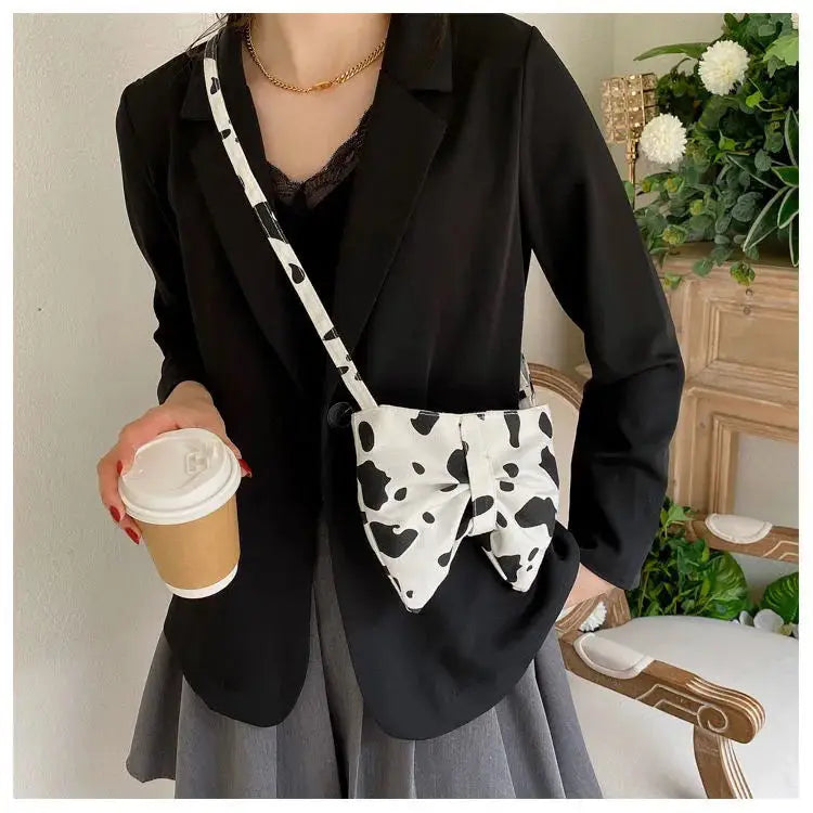 Crossbody Bags Women Bow Leopard OL Canvas Street Shopping Style Handbags