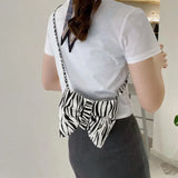 Crossbody Bags Women Bow Leopard OL Canvas Street Shopping Style Handbags