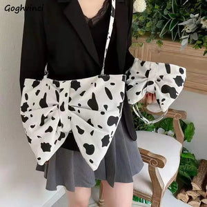 Crossbody Bags Women Bow Leopard OL Canvas Street Shopping Style Handbags